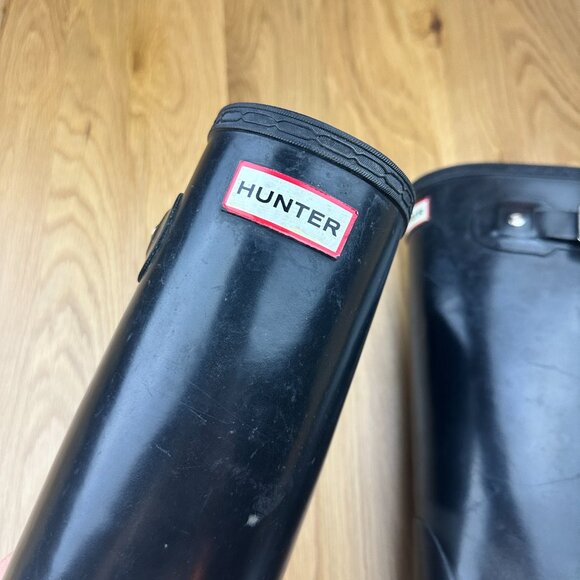 Hunter Women's Original Tall Rain Boots Black Rubber Size 6 - Picture 2 of 8